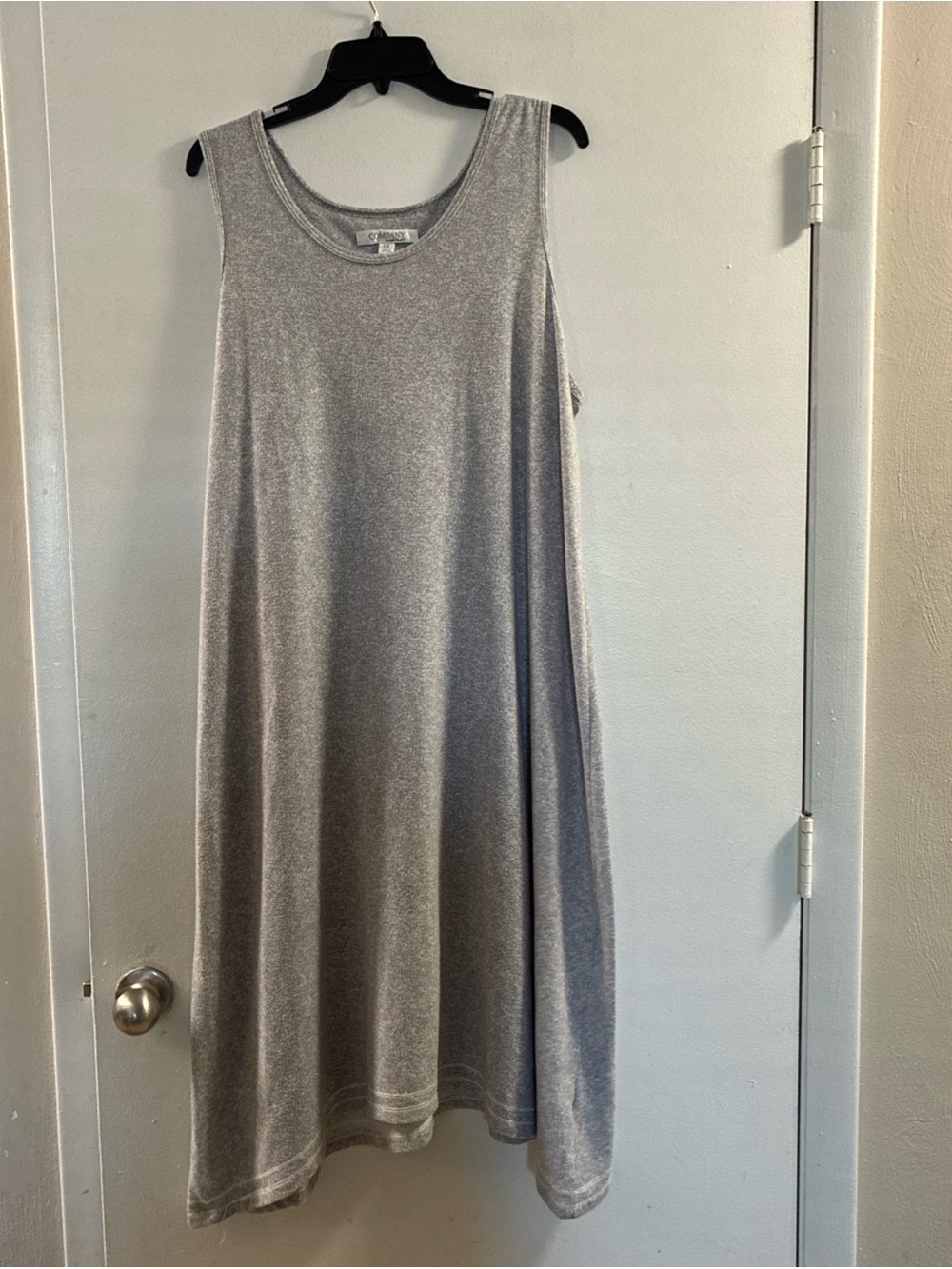 Everyday Sleeveless Gray Cotton Knit Midi Sleep Dress Lounger